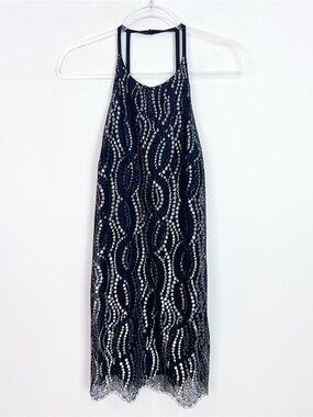 AQUA BLACK SILVER SLEEVELESS PARTY COCKTAIL FORMAL PROM SHIFT DRESS WOMENS SMALL